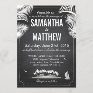 Convite Casamento de Destino de Praia de Chalkboard Island