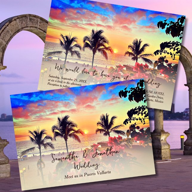 Convite Casamento de Destino de Praia de Puerto Vallarta S (Criador carregado)