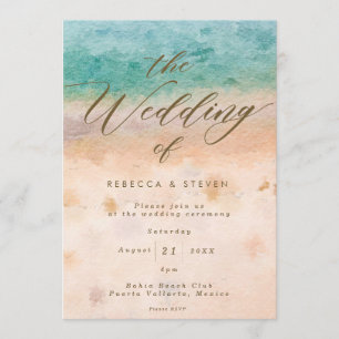 Convite casamento de destino de praia tropical