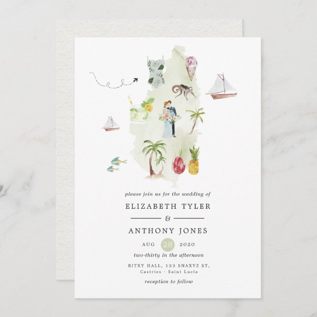 Convite Casamento de Destino de santo Lúcia (Frente/Verso)