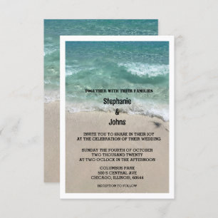 Convite Casamento de Destino de Teal Sandy Ocean em Praia