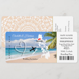 Convite Casamento de Destino de Tíquete viagem Filipinas