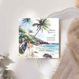 Convite Casamento de Destino de Verão Minimalista