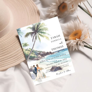 Convite Casamento de Destino de Verão Minimalista