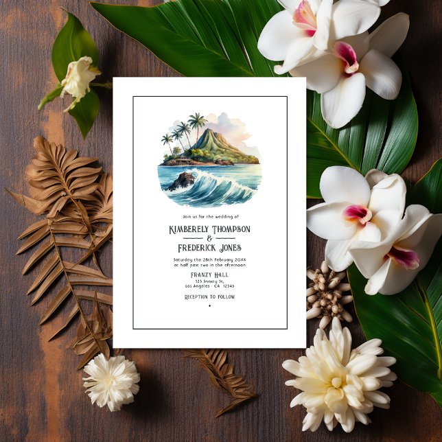 Convite Casamento de Destino de Watercolor Hawaii (Hawaii Wedding Cover)