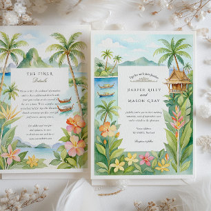 Convite Casamento de Destino de Watercolor Ko Samui Tailân