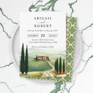 Convite Casamento de destino do azulejo italiano na paisag