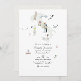 Convite Casamento de Destino do Código QR Italiano de Aqua
