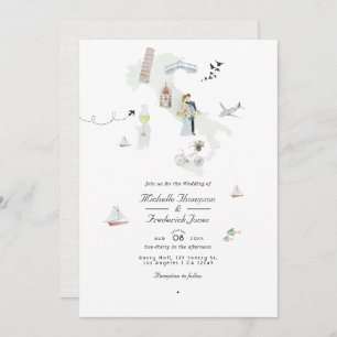 Convite Casamento de Destino do Código QR Italiano de Aqua
