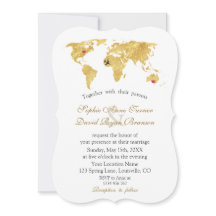 Casamento de Destino do Mapa do Mundo Dourado Eleg