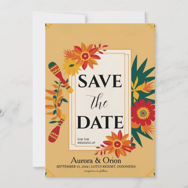 Convite casamento de destino do méxico, salvar as datas (Frente)