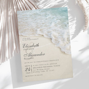 Convite Casamento de Destino do Oceano de Praia Elegante