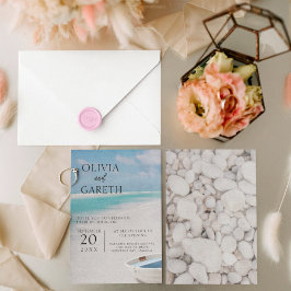 Convite Casamento de destino do oceano de praia em cor de