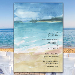 Convite Casamento de Destino do Oceano de Praia Watercolor