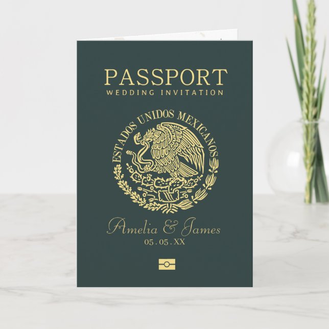 Convite Casamento de Destino do Passaporte do México (Frente)