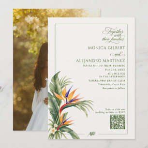 Convite Casamento de Destino Elegante Código QR Foto