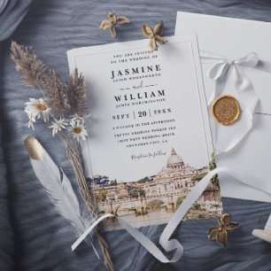 Convite Casamento de Destino Elegante da Silhueta de ROME