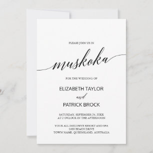 Convite Casamento de Destino Elegante de Calliografia Musk