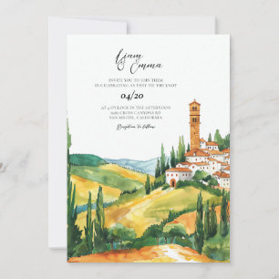 Convite Casamento de Destino em Aquarela Toscana