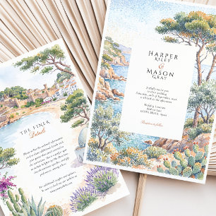 Convite Casamento de Destino em Costa Brava Espanha Aquare