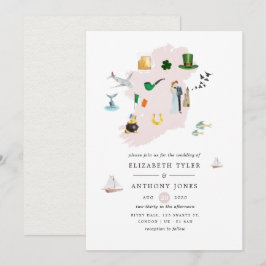 Convite Casamento de destino em Dublin Irlanda aquarela