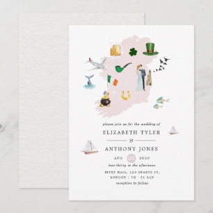 Convite Casamento de destino em Dublin Irlanda aquarela