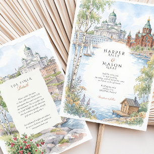 Convite Casamento de Destino em Helsinki Finlândia com Aqu