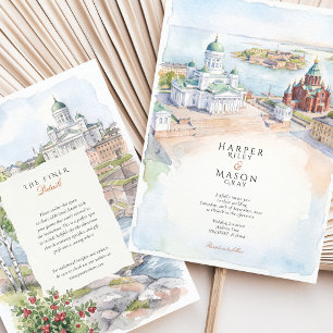 Convite Casamento de Destino em Helsinki Finlândia com Aqu