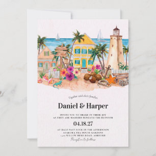 Convite Casamento de Destino em Key West com Aquarela