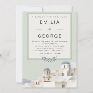 Convite Casamento de Destino em Verde Oliva Elegante