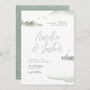 Convite Casamento de Destino Externo das Montanhas de Aqua