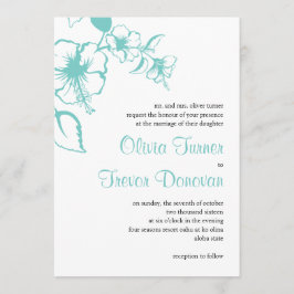 Convite Casamento de Destino Hawaii Turquoise Hibiscus