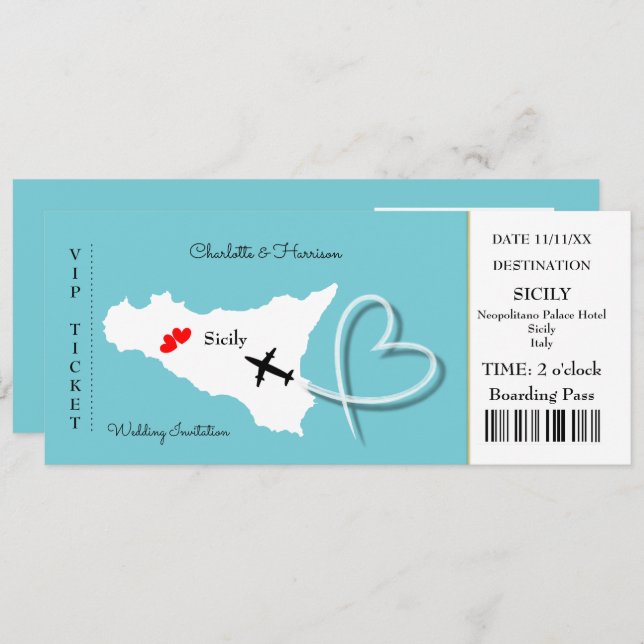 Convite Casamento de Destino Itália Europa (Frente/Verso)