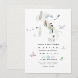 Convite Casamento de destino italiano aquarela