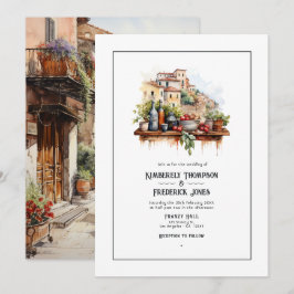 Convite Casamento de destino italiano aquarela