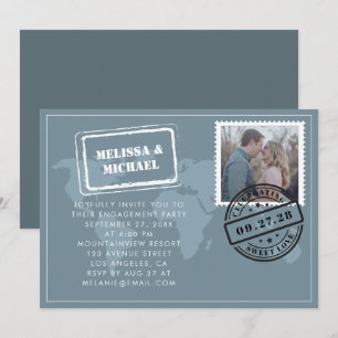 Convite Casamento de Destino Mapa Mundial Festa de Noivado