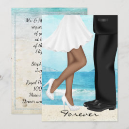 Convite Casamento de destino na praia com noiva e noivo
