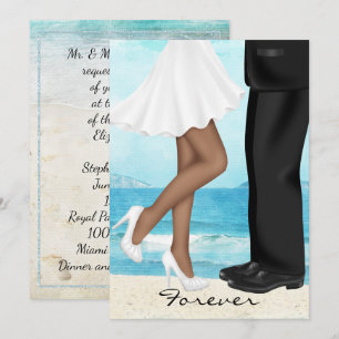 Convite Casamento de destino na praia com noiva e noivo