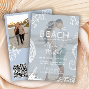 Convite Casamento de destino na praia do oceano costeiro t