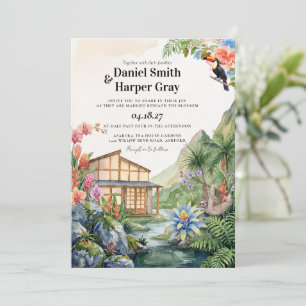 Convite Casamento de Destino no Costa Rica em Aquarela