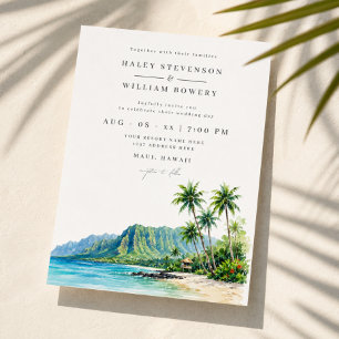 Convite Casamento de Destino Paisagem Tropical Maui Havaí