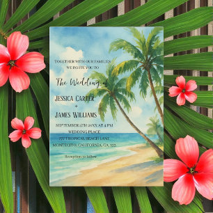 Convite Casamento de Destino Palmeiras Praia Tropical