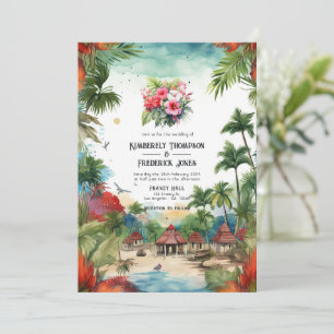 Convite Casamento de destino República Dominicana em aquar