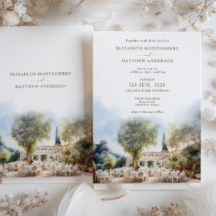 Convite Casamento de Destino Riviera Francesa em Aquarela