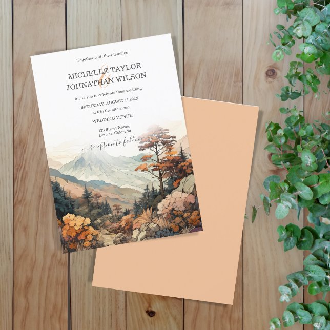 Convite Casamento de Destino Rustic Fall Outdoor Mountain (Criador carregado)