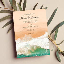 Convite Casamento de Destino Tropical Beachside do Oceano