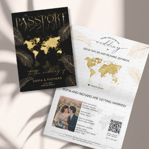 Convite Casamento de Destino Tropical Código QR de Passapo