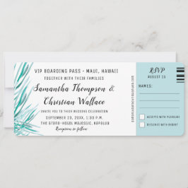 Convite Casamento de Destino Tropical de Palm de Embarque