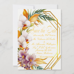 Convite Casamento de Destino Tropical Elegante Salvar a Da
