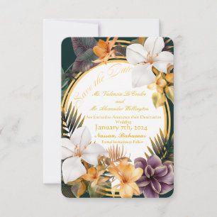Convite Casamento de Destino Tropical Elegante Salvar a Da